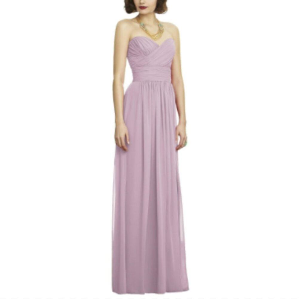 Dessy Collection Style 2896 Strapless Chiffon Bridesmaid Dress in Suede Rose